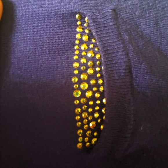 Michael Kors Large Purple Cashmere Zip Up Cardigan - Picture 3 of 5